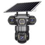 тройна камера за видеонаблюдение 4g 360 соларна ip66 v380