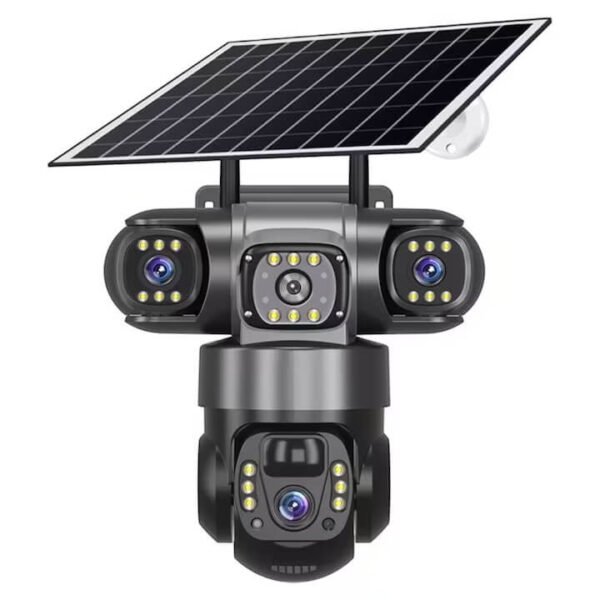тройна камера за видеонаблюдение 4g 360 соларна ip66 v380