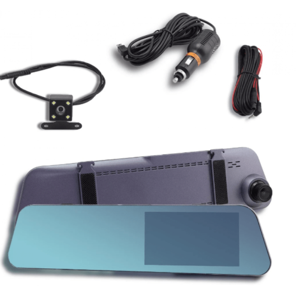 видеорегистратор огледало 1080p задна камера 4.3 дисплей